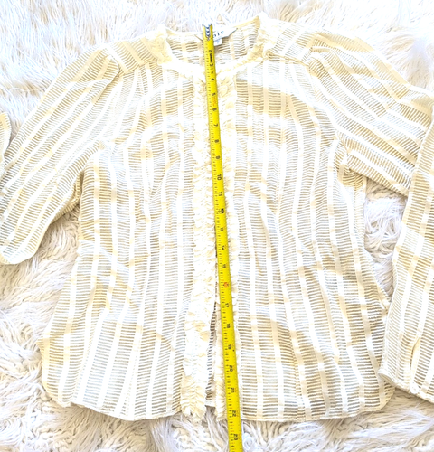 Joie Sheer Cream Ivory Boho Top Women's Size 6 LS - Picture 8 of 10