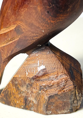 Vintage handgeschnitzte Eisenholz gehörnte Eule Figur Holz Mid-Century 5 3/8" - Bild 6 von 7