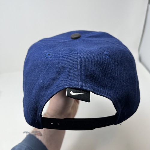 Vintage 90s Y2K Nike Hockey Snapback Hat Cap Blue Black OSFA Adjustable - Picture 5 of 10