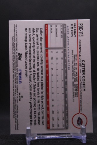 Cutter Coffey 2024 Topps Pro Debut #PDC-113 Chrome Gold Refractor #'d/50 Red Sox - Picture 2 of 2