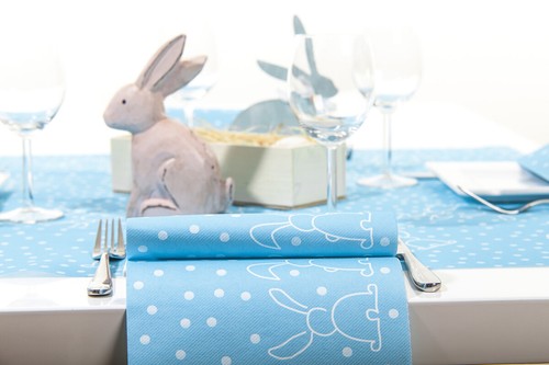 12 Serviette Rabbits in Hellblau aus Linclass® Airlaid 40 x 40 cm - Stoffoptik - Bild 10 von 10