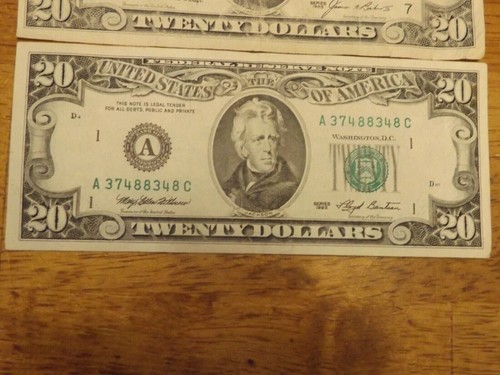 3 Old Series (Small Head) $20 Twenty Dollar Bills - Series 1974, 1985, and 1993 - Picture 5 of 5