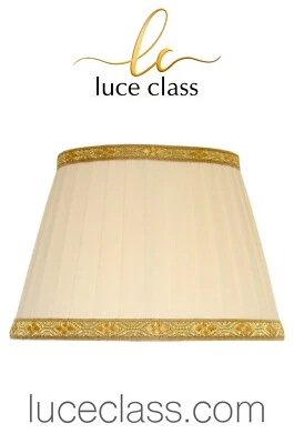 LUCECLASS cappello paralume per lampada tondo plissettato avorio arricciato tessuto stoffa