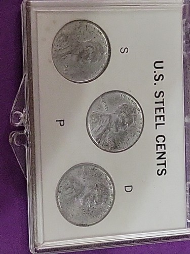1943 Wartime Steel Cent P D & S Mints 3 Coin Set - Picture 6 of 14