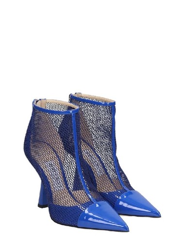 $1650 Designer JIMMY CHOO Blue Mesh Patent Leather High Heel Bootie Boots 36.5 - Picture 9 of 10
