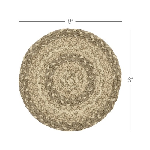 Trivet de yute empedrado 8" país primitivo natural rústico caqui gris topo - Imagen 3 de 4