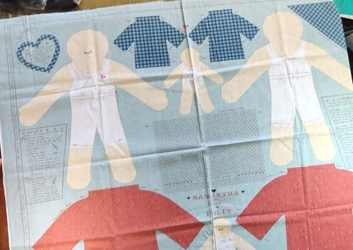 Cut n Sew Stoff Panel Puppen Samantha & Polly Puppen Joan Kessler 18" 8" Vintage - Bild 1 von 11