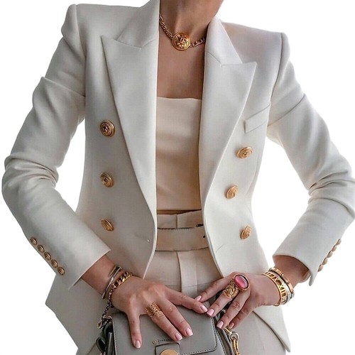 Womens Slim Fit Blazer Jacket Long Sleeve Shirt Coat Autumn Ladies Cardigan Top♡ - Picture 8 of 18