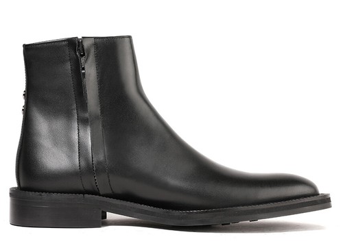 Firenze Atelier Men's Black Leather Pointed Toe Vibram Sole Ankle Boots Zippers - Picture 6 of 12