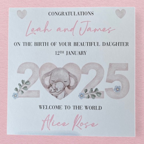 Personalised New Baby Boy/Girl Card 2025 - Birth of Son/Daughter Congratulations - Imagen 10 de 11