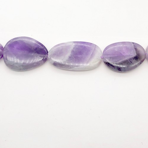 Chevron Amethyst Oval Stone | x42x22x6 to 23x19x6 | Purple White | 13 Bead(s) - Picture 4 of 11