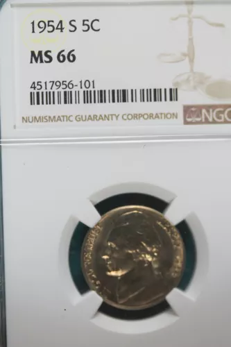 1954-S NGC MS66 JEFFERSON NICKEL!!! #A8379