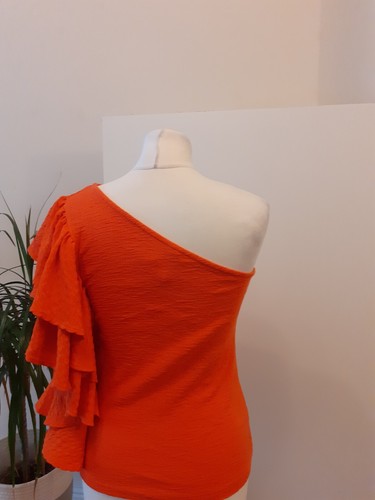 Anthropologie One Sleeve Top, Orange, XS - Picture 5 of 6