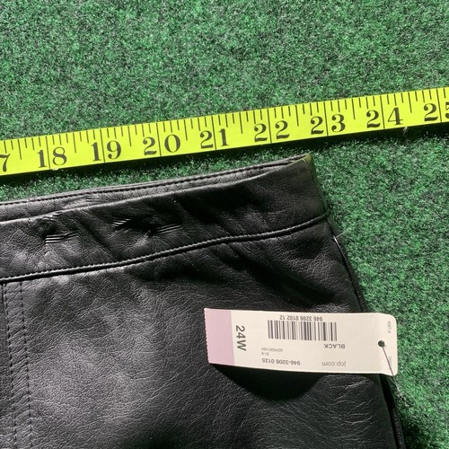 Worthington Black Leather Skirt Womens Sz 24 Plus Goth Mid Length Faux - Picture 10 of 10