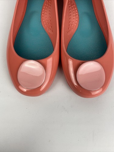 Zapatos planos de ballet Oka B Izzie jelly para mujer talla 8 rosa/salmón, medallón redondo - Imagen 6 de 15