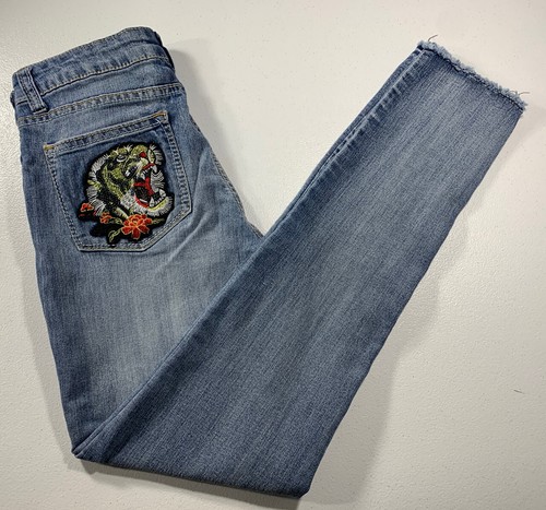Vigoss The Austin Ankle Skinny Girls Size 16 Floral Tiger Embroidered Jeans - Picture 2 of 12