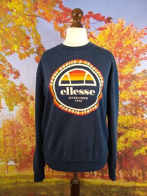 Ellesse Perugia Italia Sweatshirt Spell Out Logo Blau. UK Herren Gr. Medium