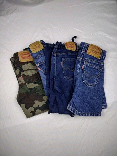 Lot Of 4 Used Levi's Boys Jeans (2) And Shorts (2) Sizes 5-7 511 550 502 Camo