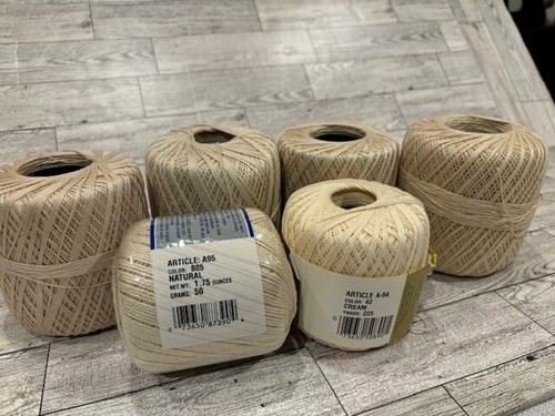 Lot of 6 Coats Knit & Crochet Yarn Skeins Mercerized Cotton Natural Color - Picture 6 of 6
