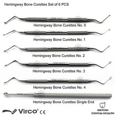 DENTAL BONE CURETTES HEMINGWAY PERIODONTAL COMPLETE SET IMPLANT SURGERY