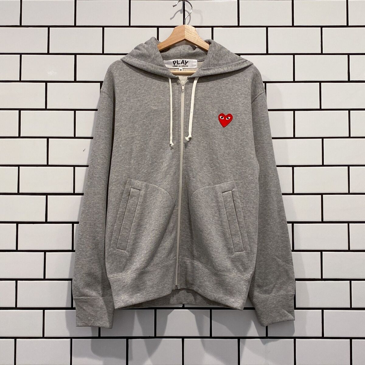 COMME DES GARCONS CDG PLAY MULTI HEART ZIP UP HOODIE GREY AZ COMME DES GARCONS CDG PLAY MULTI HEART ZIP UP HOODIE GREY AZ