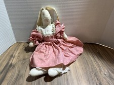 Vintage Handmade Cottagecore Floppy Ear Bunny 28" Country Floral Dress 1980's