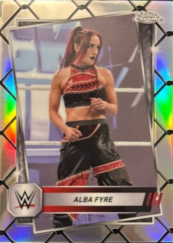 2025 Topps Chrome WWE #88 Alba Fyre Steel Cage Refractors 14/37