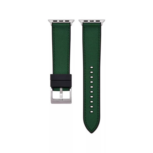 Saffiano Leder / Kautschuk Hybrid Performance Smart Apple Watch Uhrenarmband - Bild 2 von 21