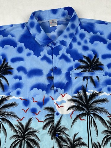 LA LEELA Shirt Men's 3XL Hawaiian Palm Tree Beach Button Down Lightweight - Picture 2 of 7