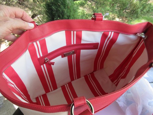 GiGi New York NEU Mitchell Beuteltasche Leinen und Leder Koralle Liste 295 $ - Bild 8 von 9