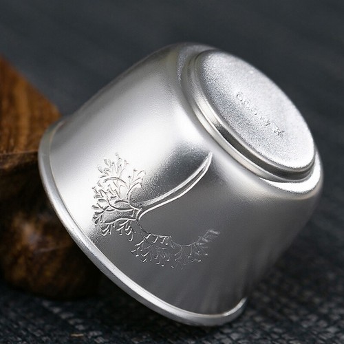 999 Sterling Silver Marked Tea Cup Health Care Chinese Pure Silver Master Cup - Picture 5 of 12