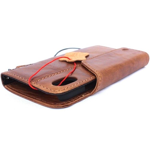 Funda de cuero genuino completa para Apple iPhone XS billetera hecha a mano de lujo abatible - Imagen 3 de 7