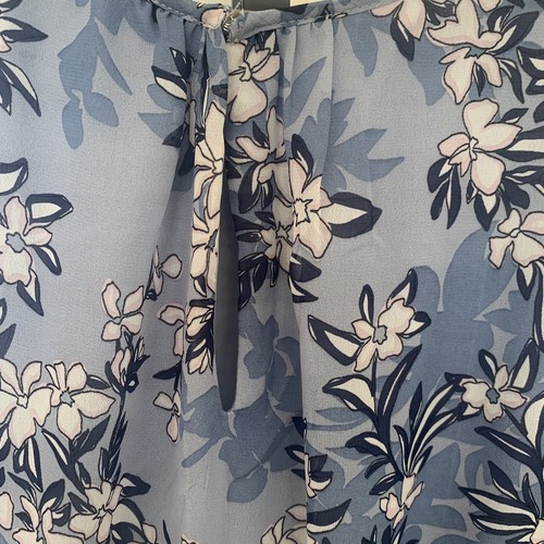 Lane Bryant blau Blumenmusterkleid Rüschen Größe 20 gefüttert ärmellose Schärpe - Bild 3 von 8