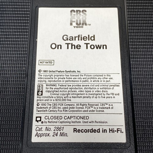 Garfield on the Town VHS Tape 1990 CBS Fox Video Kids Cartoon Classic Show Film - Picture 8 of 9