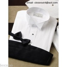ALL SIZES- New Wing Comfo- Collar Cotton Blend Tuxedo Shirt FREE Gold Stud Links
