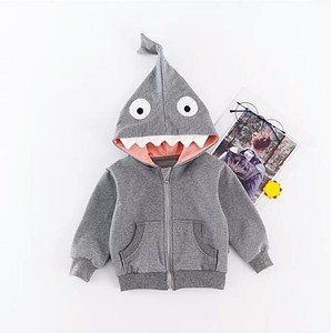 Toddler Kids Boy Girl Cartoon Shark Hoodie Sweatshirt Top Long Sleeve Zipper Jacket Outerwear