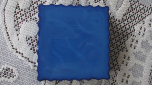 Vintage Czech Bohemia Rare Blue MALACHITE Trinket Lidded GLASS BOX Nude Lady - Picture 4 of 9