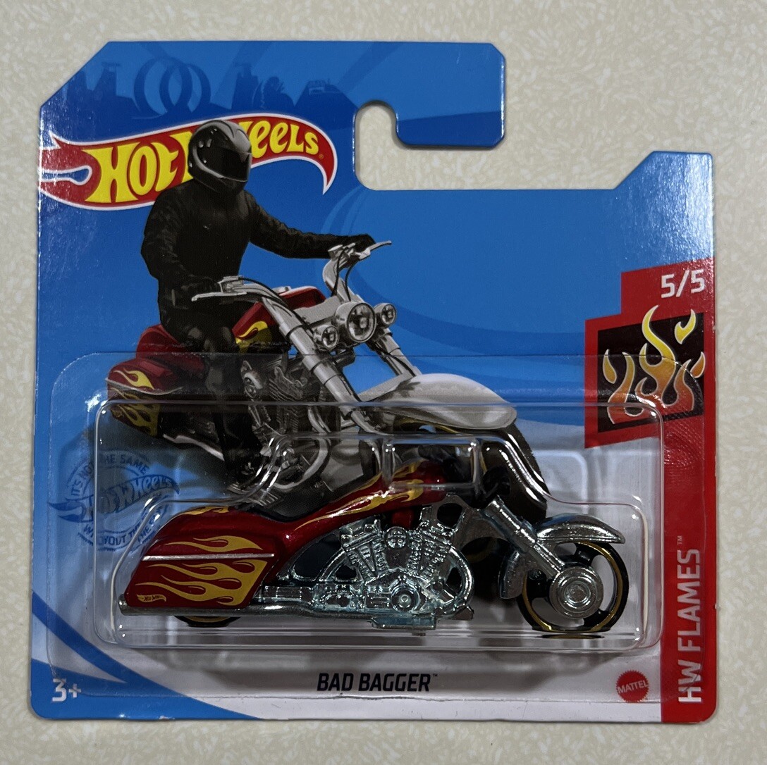NEW 2021 HOT WHEELS Q CASE BAD BAGGER MOTORCYCLE SHORT CARD