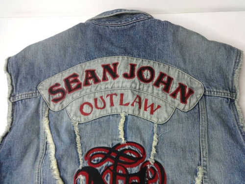 Vintage Sean John Denim Blue Jean Vest Outlaw Collection Size XXXL, 3XL - Picture 8 of 12