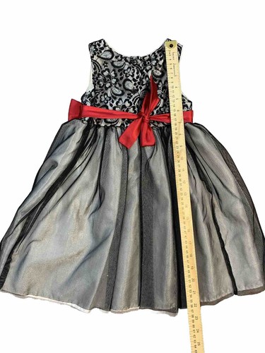Dress Black White Very Merry Holiday Dress with bow girl size 4 - Picture 2 of 5