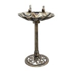 New Bronze Effect Bird Bath Oyster Shell Shape Table Free standing Pedestal
