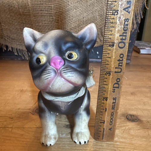 Antique Celluloid Bulldog Toy Japan Jointed Dog Figure Cat - Picture 7 of 7