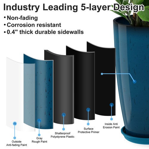 21" Tall Round Planter Indoor Outdoor Plant Pot Flower Pot with Drainage Holes - Picture 19 of 45