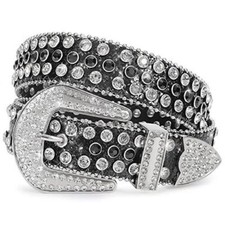 Rhinestone Belts Western Bling Crystal Studded Leather Belt