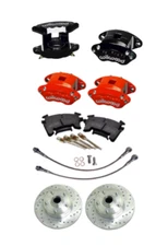 1962-67 CHEVY NOVA RED WILWOOD DISC KIT DRILLED SLOTTED ZINC ROTORS GM CHEVY 2
