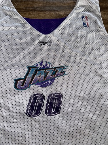 UTAH JAZZ REEBOK SPIEL GEBRAUCHT GETRAGEN GREG OSTERTAG BERGSTIL AUFWÄRMEN TRIKOT 4X - Bild 6 von 8