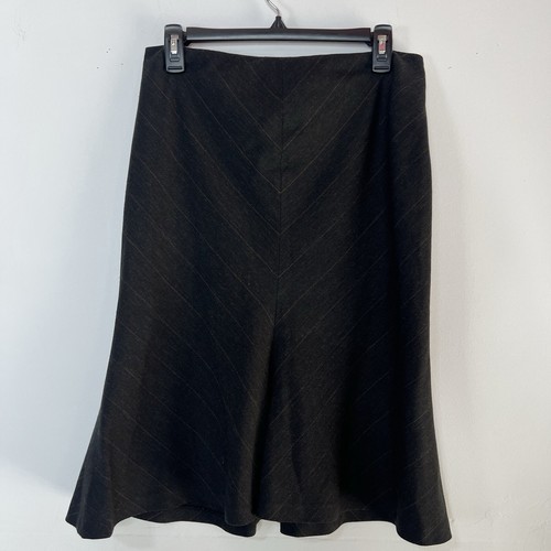 Anne Klein Wool Blend Skirt Suit Size 6 Black Striped Flared Peak Collar 2PC - Picture 8 of 9