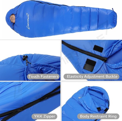 Saco de dormir de plumón para todas las estaciones para acampar - diseño de momia, ligero y portátil - Imagen 5 de 10