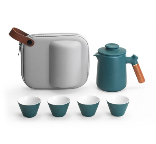 Modernes tragbares Keramik-Teeset Reisetasche Teekanne Ei vier Teetassen Büro - Bild 11 von 15