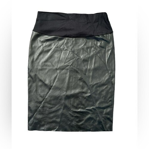 Pietro Brunelli Faux Leather Black Midi Maternity Skirt - Small